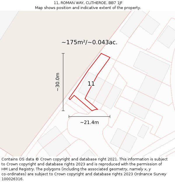 11, ROMAN WAY, CLITHEROE, BB7 1JF: Plot and title map