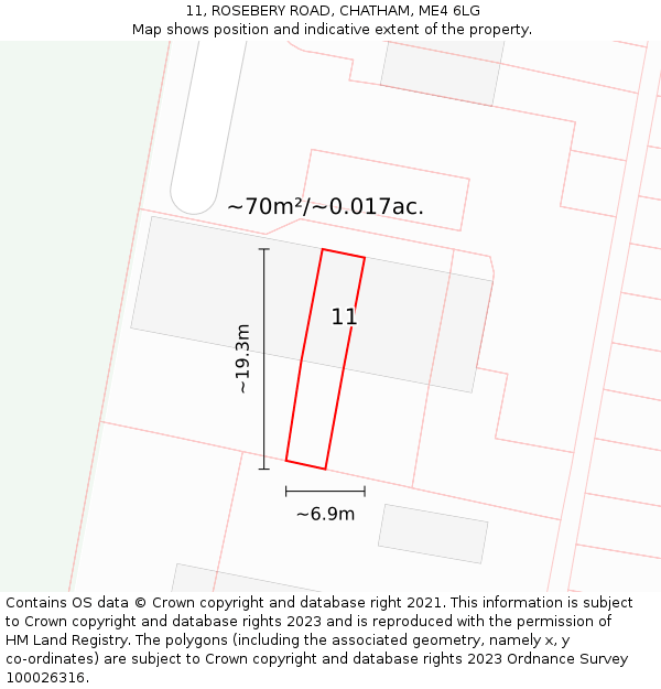 11, ROSEBERY ROAD, CHATHAM, ME4 6LG: Plot and title map