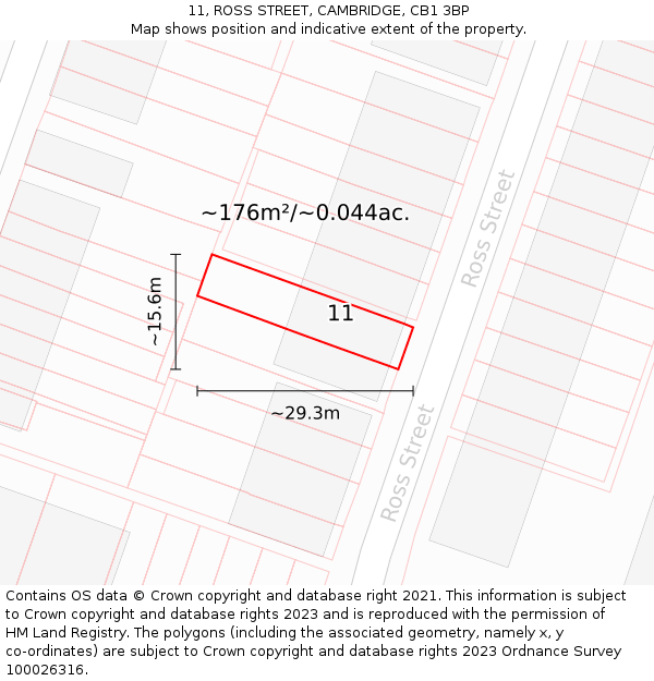 11, ROSS STREET, CAMBRIDGE, CB1 3BP: Plot and title map