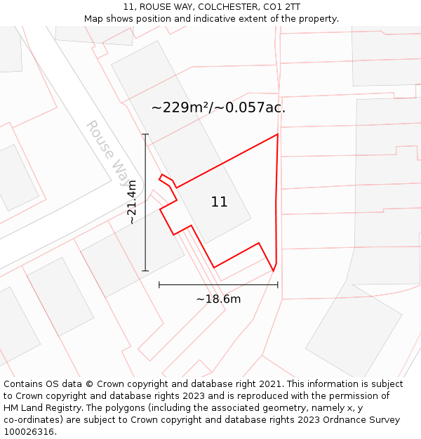 11, ROUSE WAY, COLCHESTER, CO1 2TT: Plot and title map