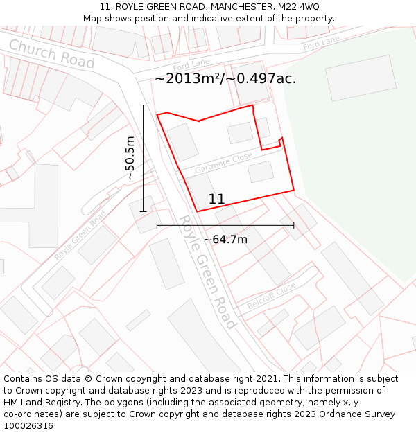 11, ROYLE GREEN ROAD, MANCHESTER, M22 4WQ: Plot and title map