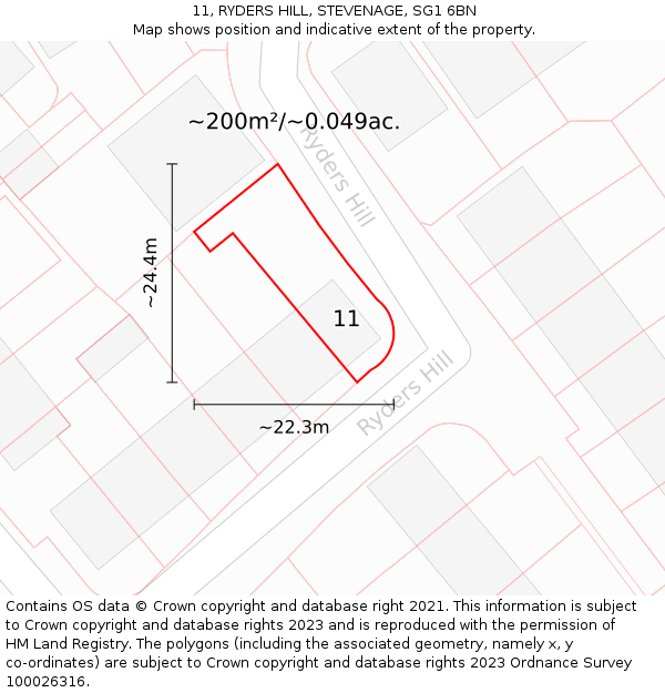 11, RYDERS HILL, STEVENAGE, SG1 6BN: Plot and title map