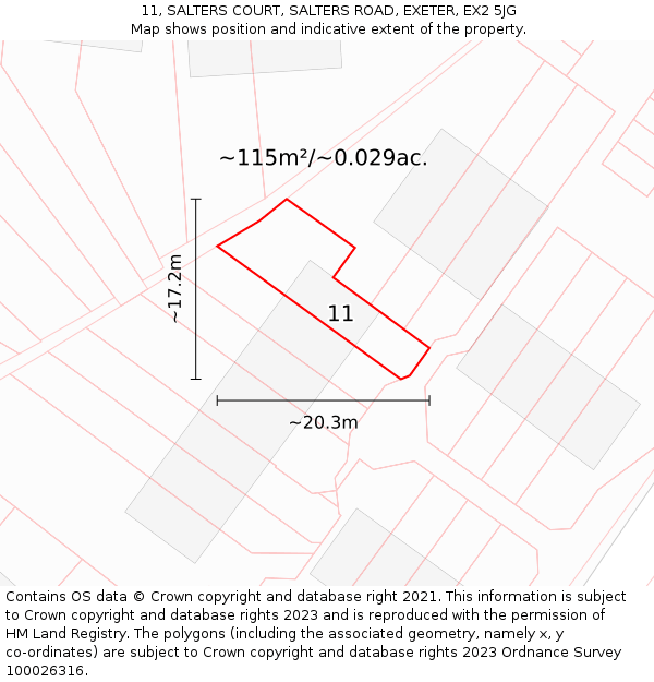 11, SALTERS COURT, SALTERS ROAD, EXETER, EX2 5JG: Plot and title map