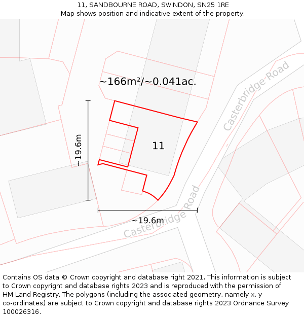 11, SANDBOURNE ROAD, SWINDON, SN25 1RE: Plot and title map