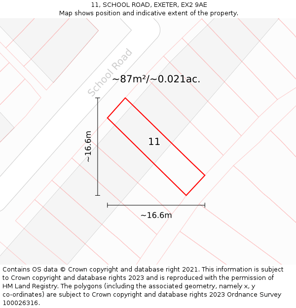 11, SCHOOL ROAD, EXETER, EX2 9AE: Plot and title map