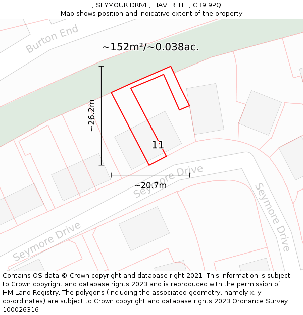 11, SEYMOUR DRIVE, HAVERHILL, CB9 9PQ: Plot and title map