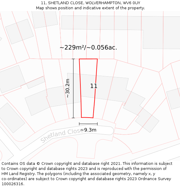 11, SHETLAND CLOSE, WOLVERHAMPTON, WV6 0UY: Plot and title map