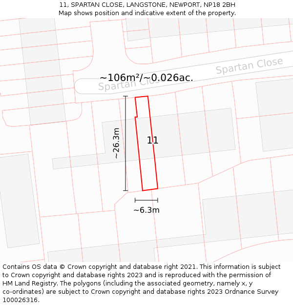 11, SPARTAN CLOSE, LANGSTONE, NEWPORT, NP18 2BH: Plot and title map