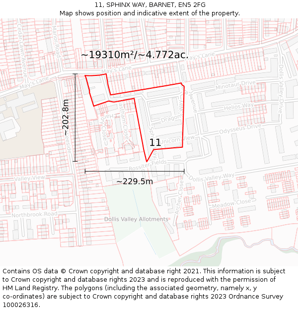 11, SPHINX WAY, BARNET, EN5 2FG: Plot and title map