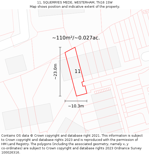 11, SQUERRYES MEDE, WESTERHAM, TN16 1SW: Plot and title map
