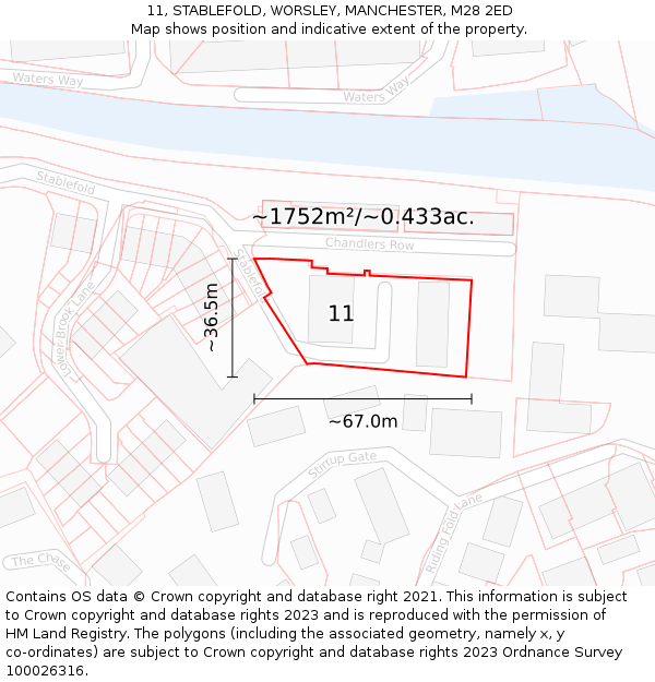 11, STABLEFOLD, WORSLEY, MANCHESTER, M28 2ED: Plot and title map