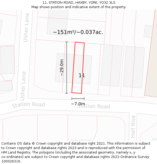 11, STATION ROAD, HAXBY, YORK, YO32 3LS: Plot and title map