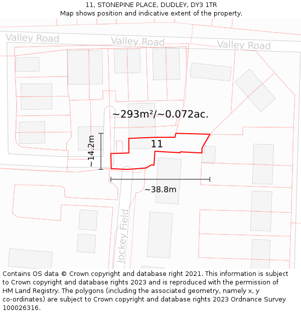 11, STONEPINE PLACE, DUDLEY, DY3 1TR: Plot and title map