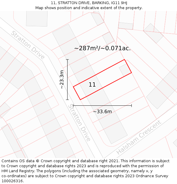 11, STRATTON DRIVE, BARKING, IG11 9HJ: Plot and title map