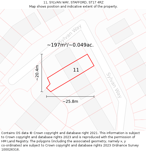 11, SYLVAN WAY, STAFFORD, ST17 4RZ: Plot and title map