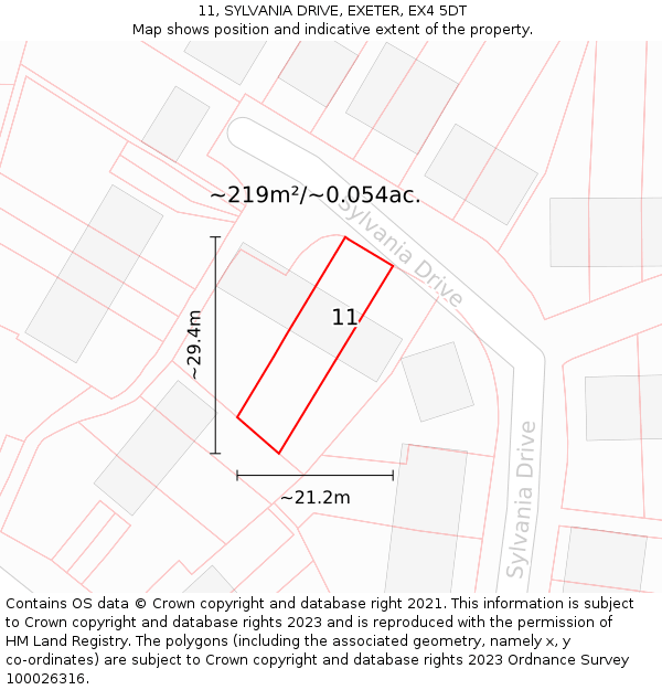 11, SYLVANIA DRIVE, EXETER, EX4 5DT: Plot and title map