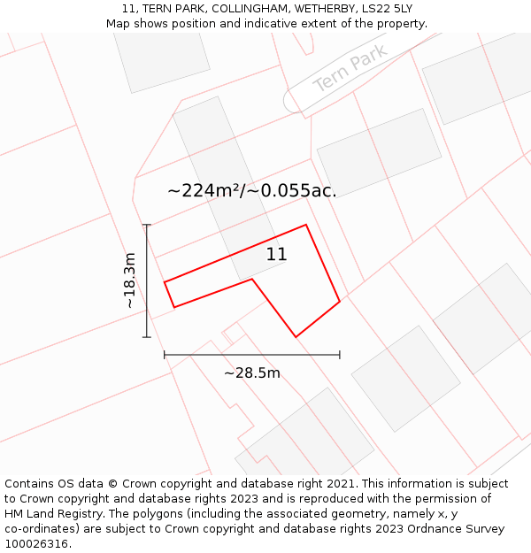 11, TERN PARK, COLLINGHAM, WETHERBY, LS22 5LY: Plot and title map