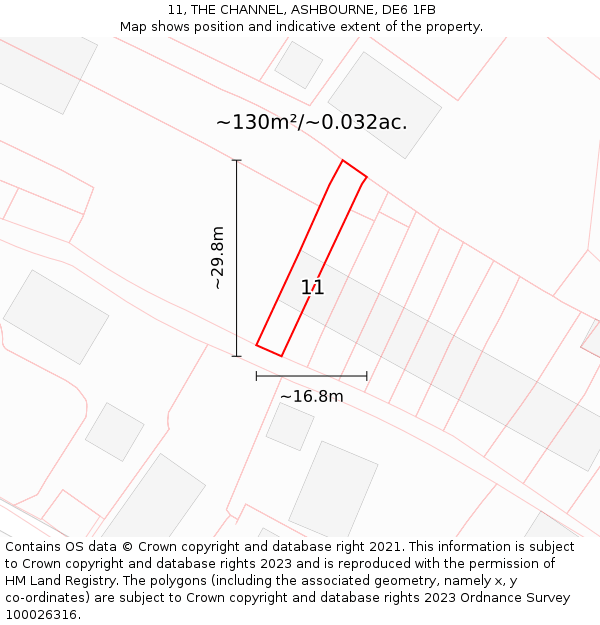 11, THE CHANNEL, ASHBOURNE, DE6 1FB: Plot and title map