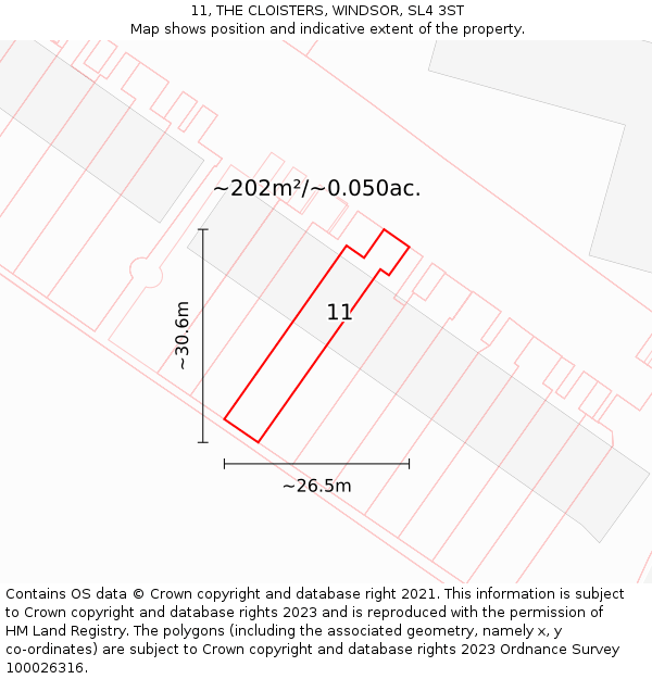 11, THE CLOISTERS, WINDSOR, SL4 3ST: Plot and title map