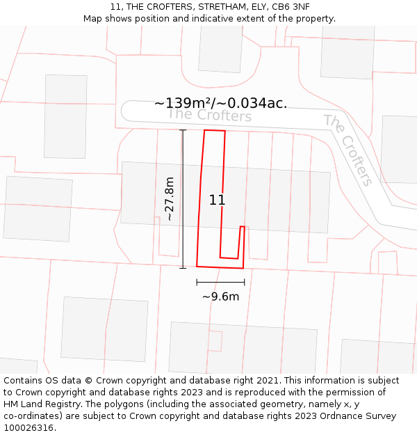 11, THE CROFTERS, STRETHAM, ELY, CB6 3NF: Plot and title map