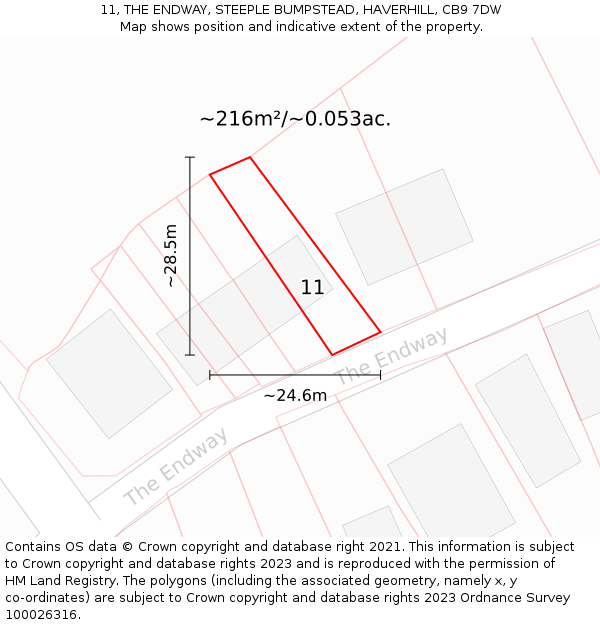 11, THE ENDWAY, STEEPLE BUMPSTEAD, HAVERHILL, CB9 7DW: Plot and title map