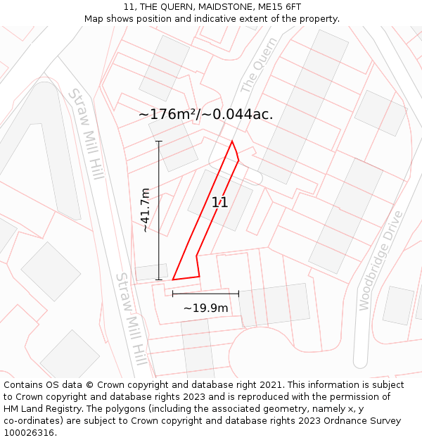 11, THE QUERN, MAIDSTONE, ME15 6FT: Plot and title map