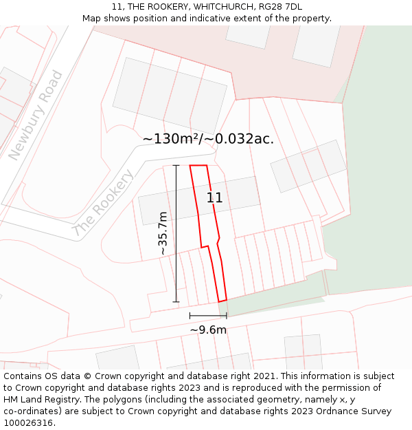 11, THE ROOKERY, WHITCHURCH, RG28 7DL: Plot and title map