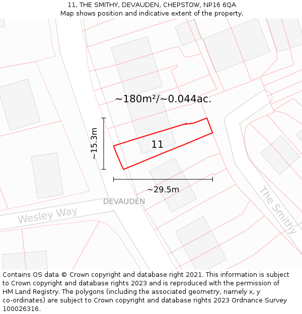 11, THE SMITHY, DEVAUDEN, CHEPSTOW, NP16 6QA: Plot and title map