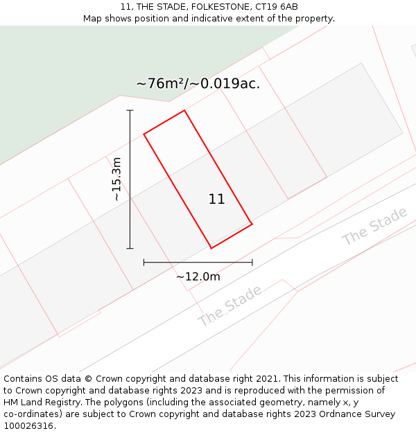 11, THE STADE, FOLKESTONE, CT19 6AB: Plot and title map