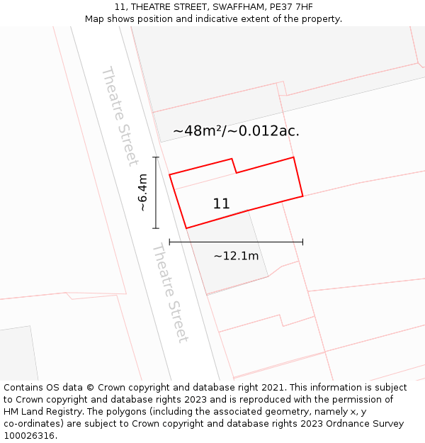 11, THEATRE STREET, SWAFFHAM, PE37 7HF: Plot and title map