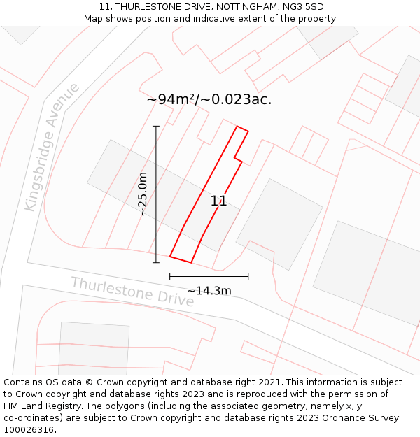 11, THURLESTONE DRIVE, NOTTINGHAM, NG3 5SD: Plot and title map