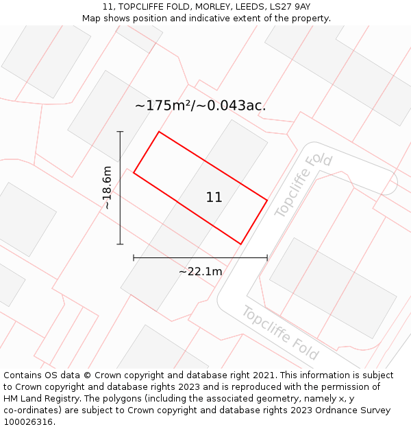 11, TOPCLIFFE FOLD, MORLEY, LEEDS, LS27 9AY: Plot and title map