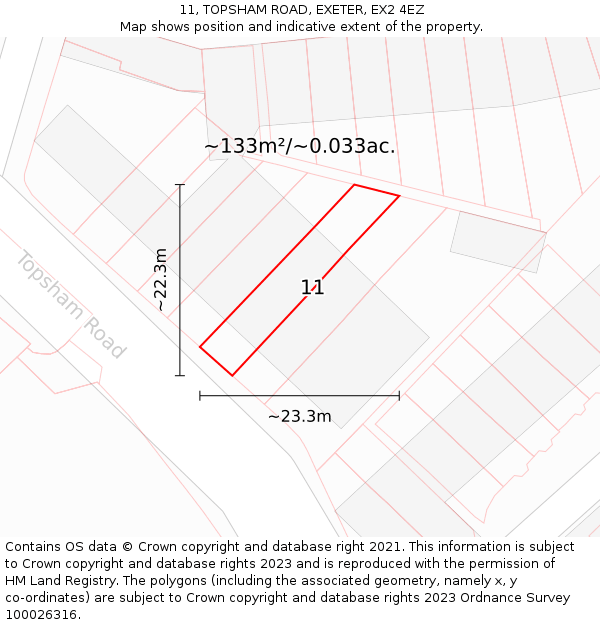 11, TOPSHAM ROAD, EXETER, EX2 4EZ: Plot and title map