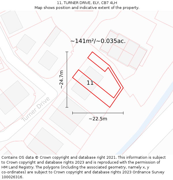 11, TURNER DRIVE, ELY, CB7 4LH: Plot and title map