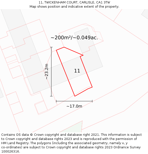 11, TWICKENHAM COURT, CARLISLE, CA1 3TW: Plot and title map