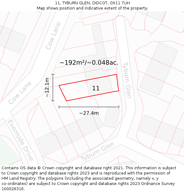 11, TYBURN GLEN, DIDCOT, OX11 7UH: Plot and title map