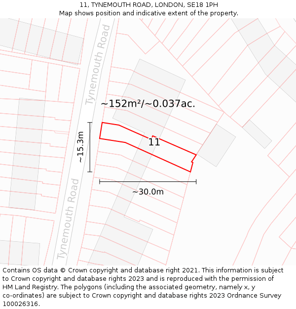 11, TYNEMOUTH ROAD, LONDON, SE18 1PH: Plot and title map
