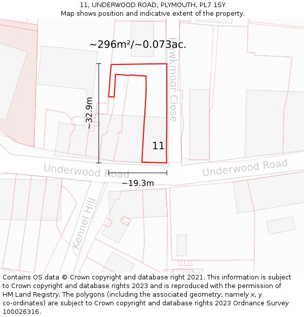 11, UNDERWOOD ROAD, PLYMOUTH, PL7 1SY: Plot and title map