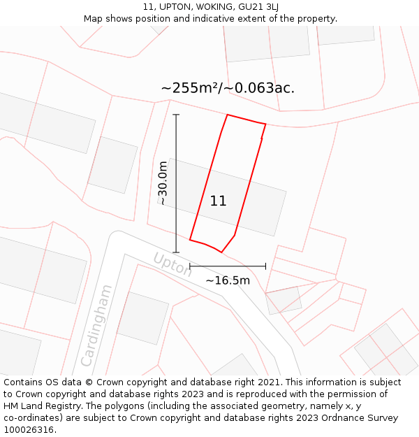 11, UPTON, WOKING, GU21 3LJ: Plot and title map