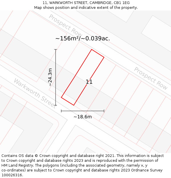 11, WARKWORTH STREET, CAMBRIDGE, CB1 1EG: Plot and title map
