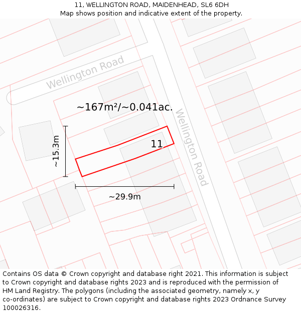 11, WELLINGTON ROAD, MAIDENHEAD, SL6 6DH: Plot and title map