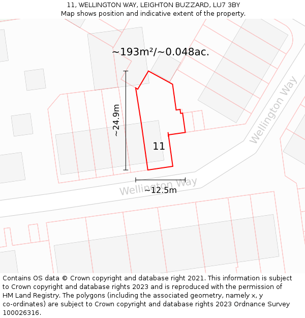 11, WELLINGTON WAY, LEIGHTON BUZZARD, LU7 3BY: Plot and title map