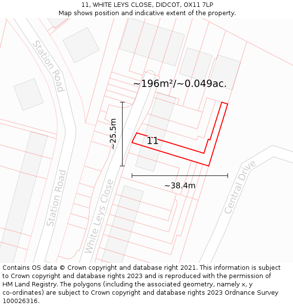 11, WHITE LEYS CLOSE, DIDCOT, OX11 7LP: Plot and title map