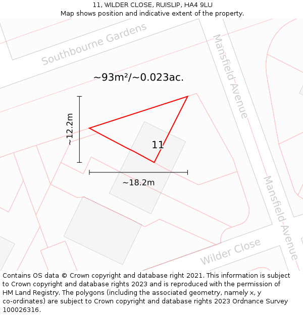 11, WILDER CLOSE, RUISLIP, HA4 9LU: Plot and title map
