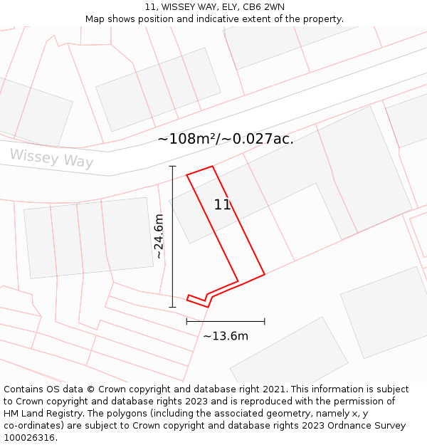 11, WISSEY WAY, ELY, CB6 2WN: Plot and title map
