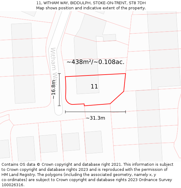 11, WITHAM WAY, BIDDULPH, STOKE-ON-TRENT, ST8 7DH: Plot and title map