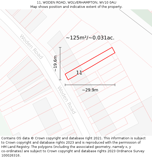 11, WODEN ROAD, WOLVERHAMPTON, WV10 0AU: Plot and title map