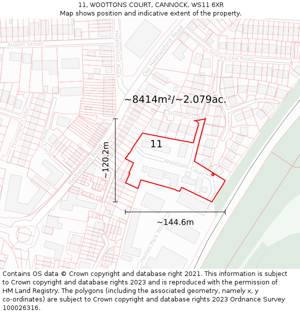 11, WOOTTONS COURT, CANNOCK, WS11 6XR: Plot and title map