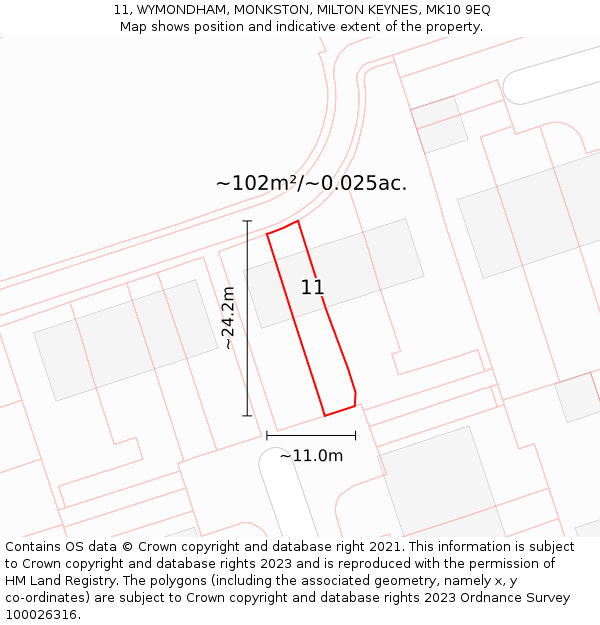 11, WYMONDHAM, MONKSTON, MILTON KEYNES, MK10 9EQ: Plot and title map