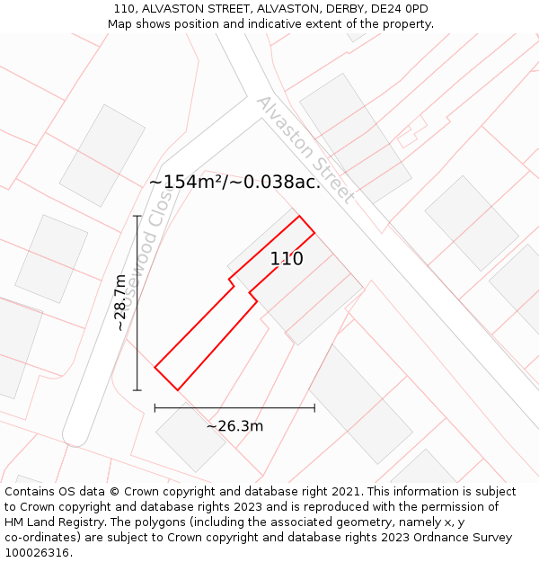 110, ALVASTON STREET, ALVASTON, DERBY, DE24 0PD: Plot and title map